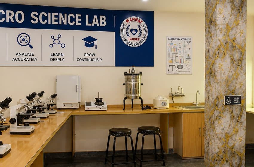 Mannat Institute micro science laboratory with microscopes and lab apparatus