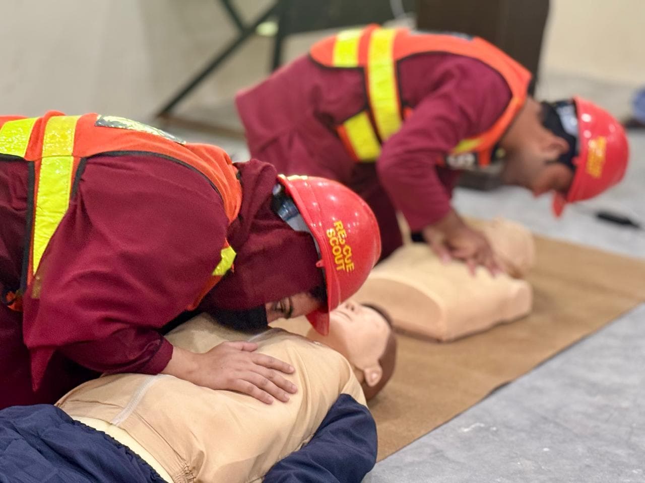 Mannat Institute students practising first aid and CPR